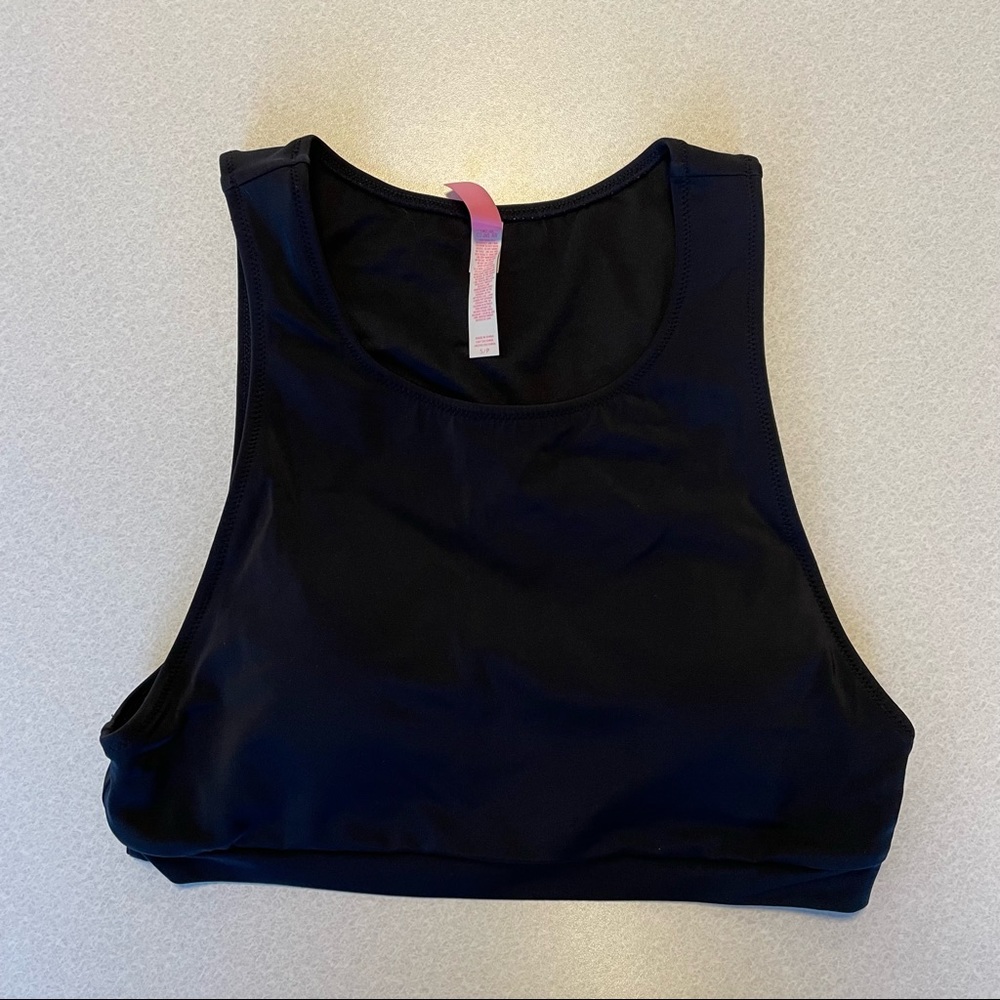 VS Pink Wide-Strap High-Neck Black Bralette / Crop Top Size Small